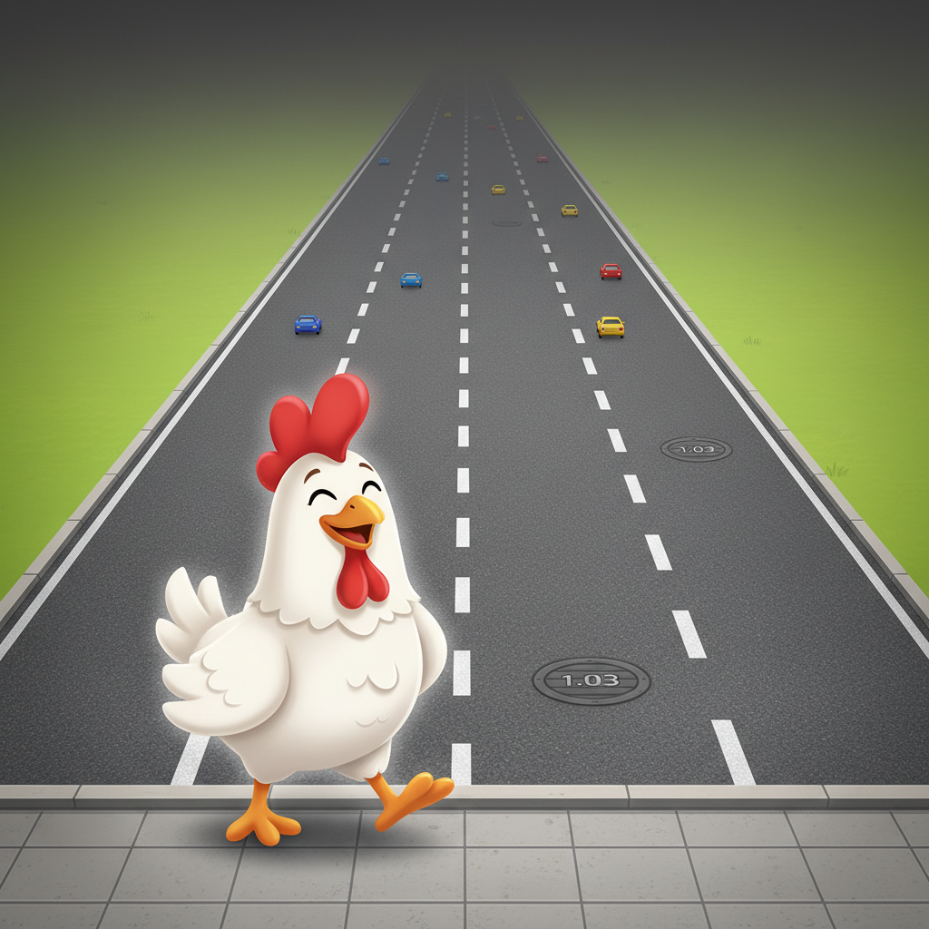 Chicken Road 2 mode Facile — 30 lignes de route avec faible densité de trafic