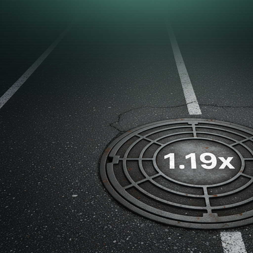 Plaque d'égout avec multiplicateur 1.19x sur la voie 6 de Chicken Road 2